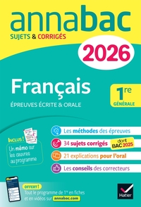 Annales du bac 2026 - Annabac Français 1re générale (bac de français écrit & oral)